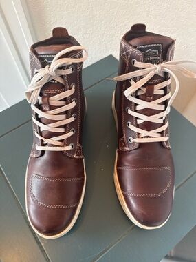 Harley-Davidson Brown Leather High Top Boots Men’s Lace Up Casual Sneaker Style